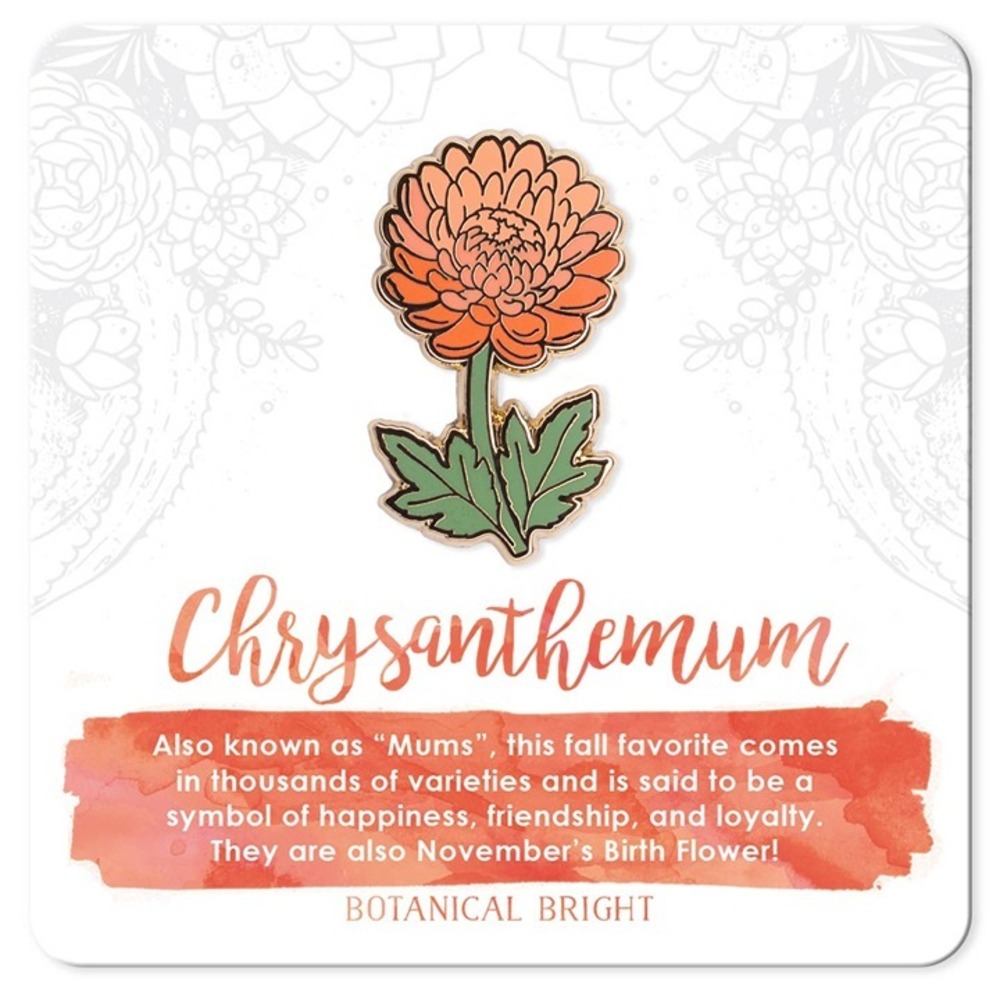 Chrysanthemum Enamel Pin‎ - November Birth Flower - Gold Plated Nature Jewelry